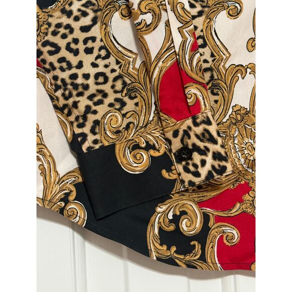 Chico's No-Iron Baroque & Leopard Print Blouse, Size 1 - Picture 4 of 6